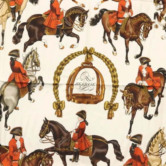 HERMES Carre 90 Scarf ""REPRISE"" Silk Red - Picture 7 of 15